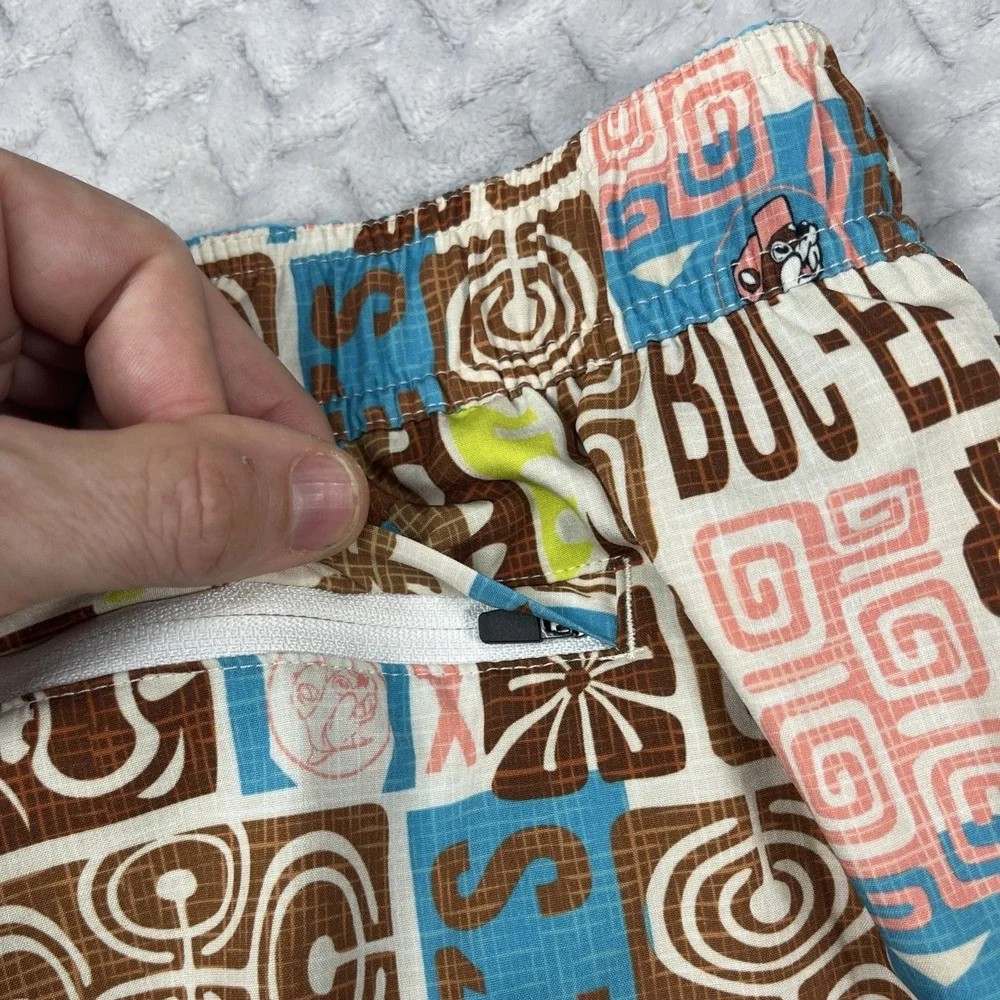 Buc-ee's Mens Swim Trunks Beach Shorts 2XL Hawaiian Surfer Beaver Pattern Bucees